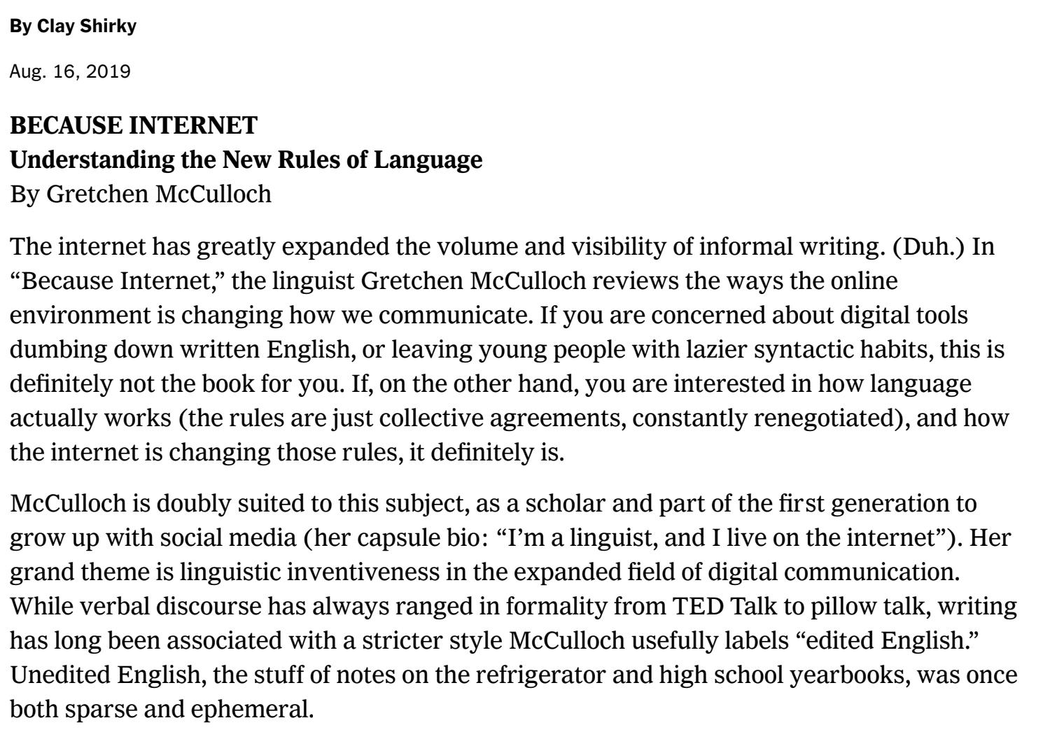 Because Internet: Understanding the New Rules of Language by Gretchen  McCulloch