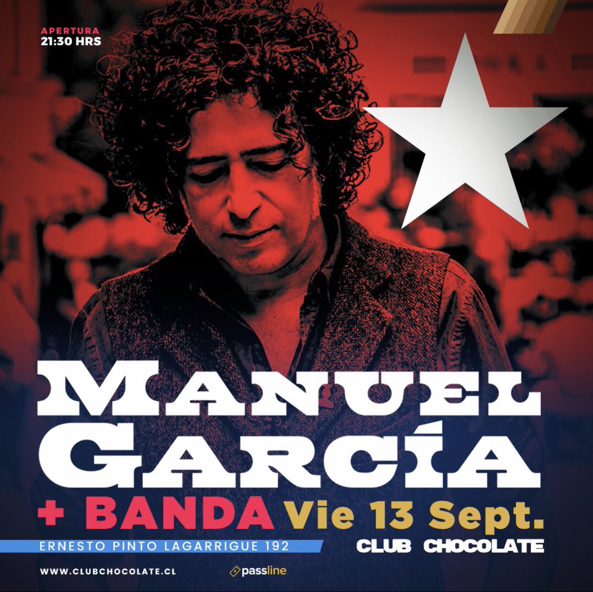 manugarpez's tweet photo. 🇨🇱 Se viene show especial de septiembre: próximo viernes 13 de septiembre en @elclubchocolate. Últimas horas de entradas a precio preventa 2, asegura la tuya acá: https://t.co/SEB05JSZbJ https://t.co/l9s2tZ8hIB