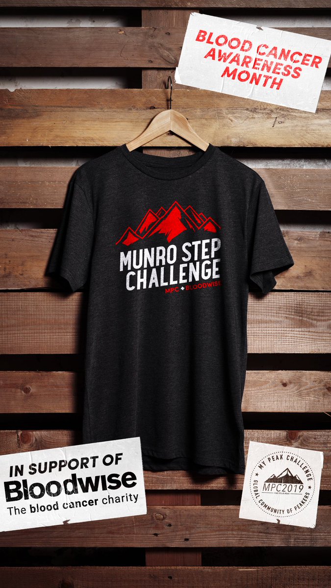 Hey! September is Blood Cancer Awareness Month and <a href="/MyPeakChallenge/">My Peak Challenge</a> is proud to be supporting <a href="/bloodwise_uk/">Bloodwise</a> .
Join the fight against #BloodCancer and get your limited-edition Munro Step Challenge T-shirt.
Link: bit.ly/MPC-Bloodwise
100% of profits go direct. 
💪❤️⛰🥾