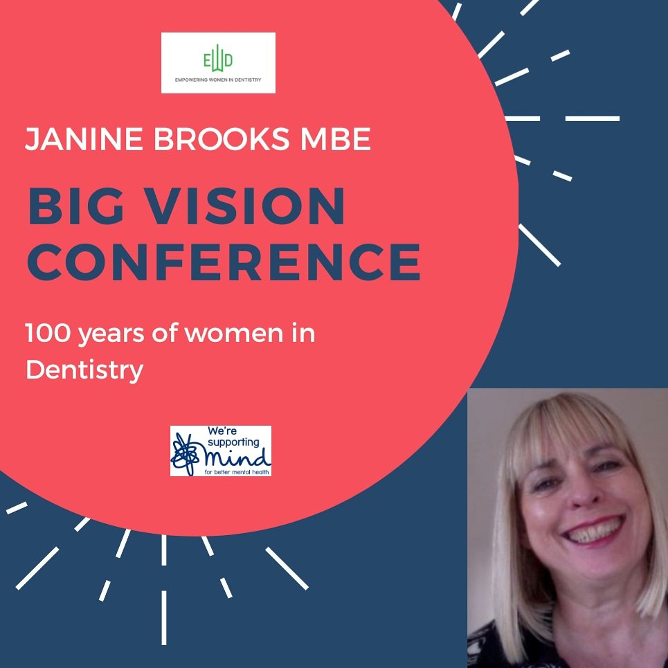 InDentistry's tweet photo. So grateful and excited to have Janine Brooks MBE speaking at our Big Vision conference on our Business panel plus on 100 years of women in Dentistry 🥳 Janine is a well established dental coach, mentor, teacher of Law and Ethics, author and an educational associate for GDC https://t.co/kHUqnUiO6D