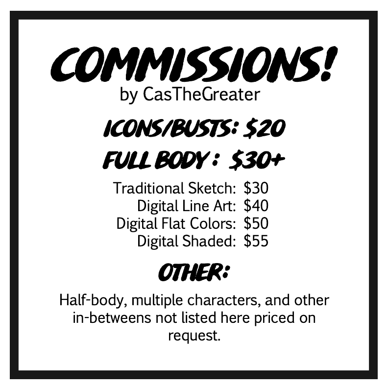 casthegreater's tweet photo. 🌟🌟 Hey guys! I've got some new commission prices for the new semester! Prices and examples of my work are below. I would love to create something with you! RTs appreciated❤️❤️🌟🌟 https://t.co/1r9fLJXZfc