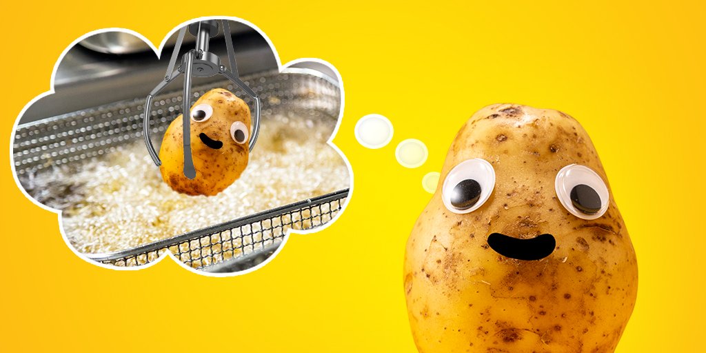 LAYS's tweet photo. One step closer to #SizzleSpud . He’s really smellin’ the fryer now…Will his dream of becoming chips come true or will you #SaveSpud? You could win some free swag…https://t.co/b0bBdb09m0 https://t.co/NEBWvdslO5