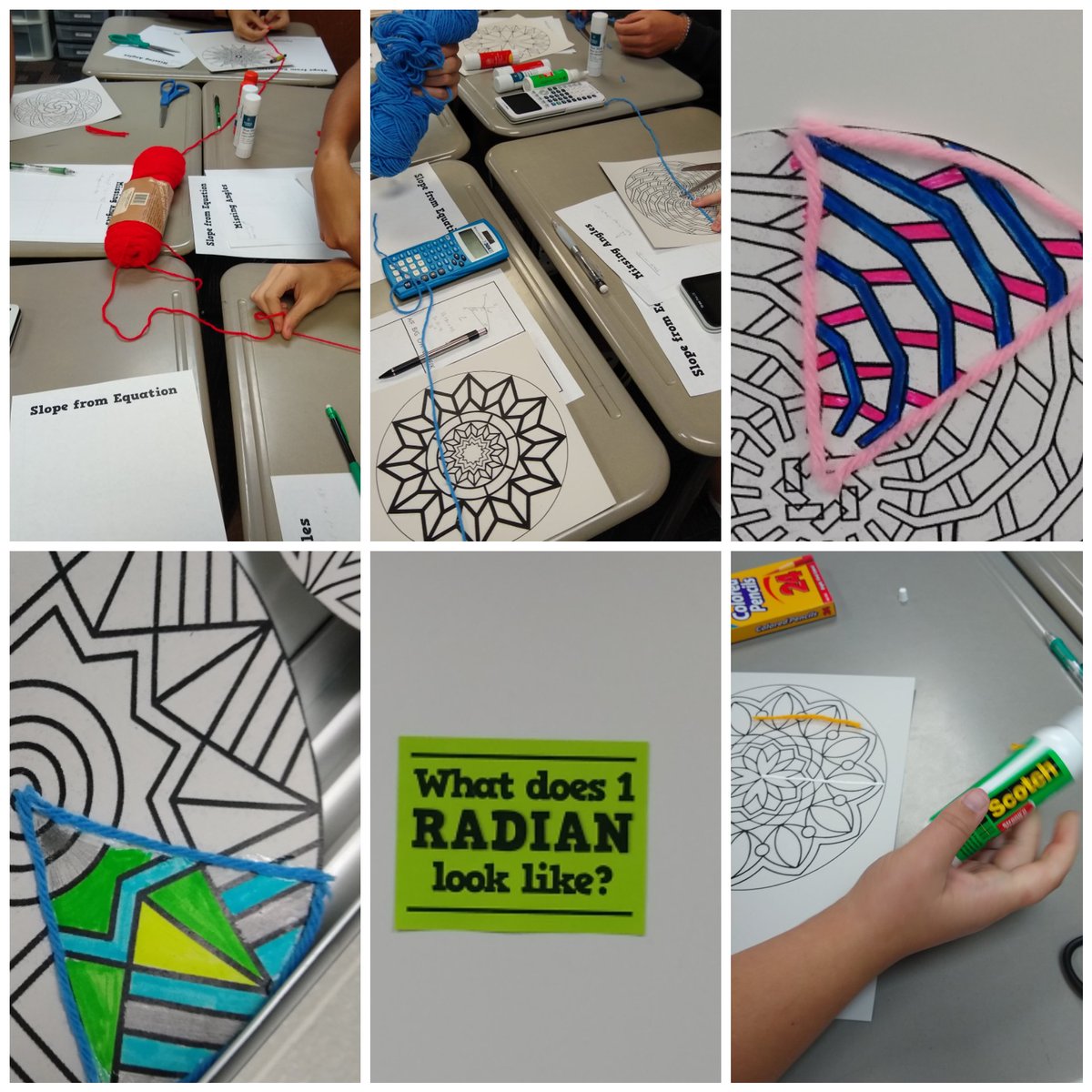 Radian Arts and Crafts Day in Pre-Calc! Hoping to develop a conceptual understanding of what a radian is before we jump into trigonometry. #teach180 #mtbos #iteachmath #precalcchat #precalchat