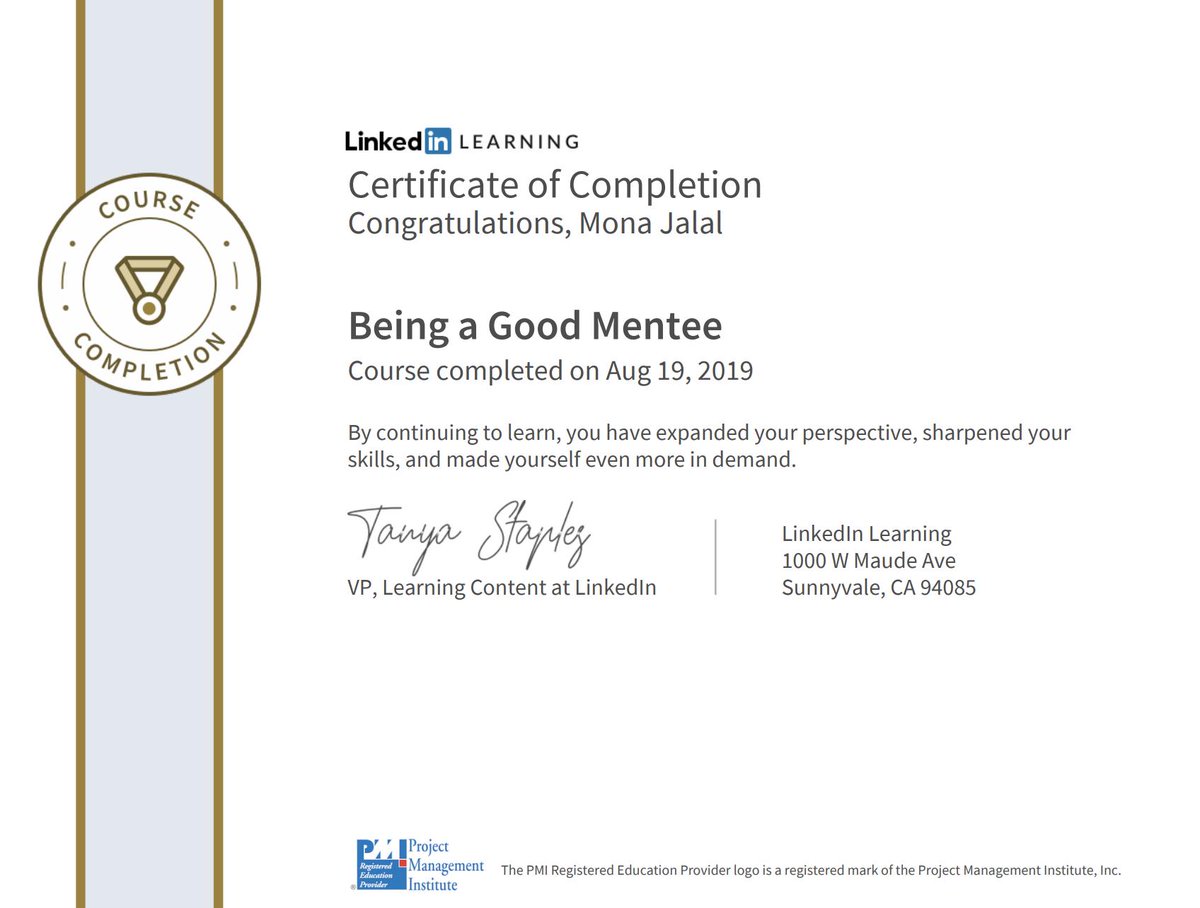 MonaJalal_'s tweet image. Finished the course "Being a Good Mentee". Highly suggest it to everyone. Thank you @ProfEllen for the great course! Thanks a lot to @terns @TwitterU  for the opportunities!  linkedin.com/learning/being…
#intern101 #internship101 #mentor #mentee #protege #ProtegeTalk 🙈 #PMI