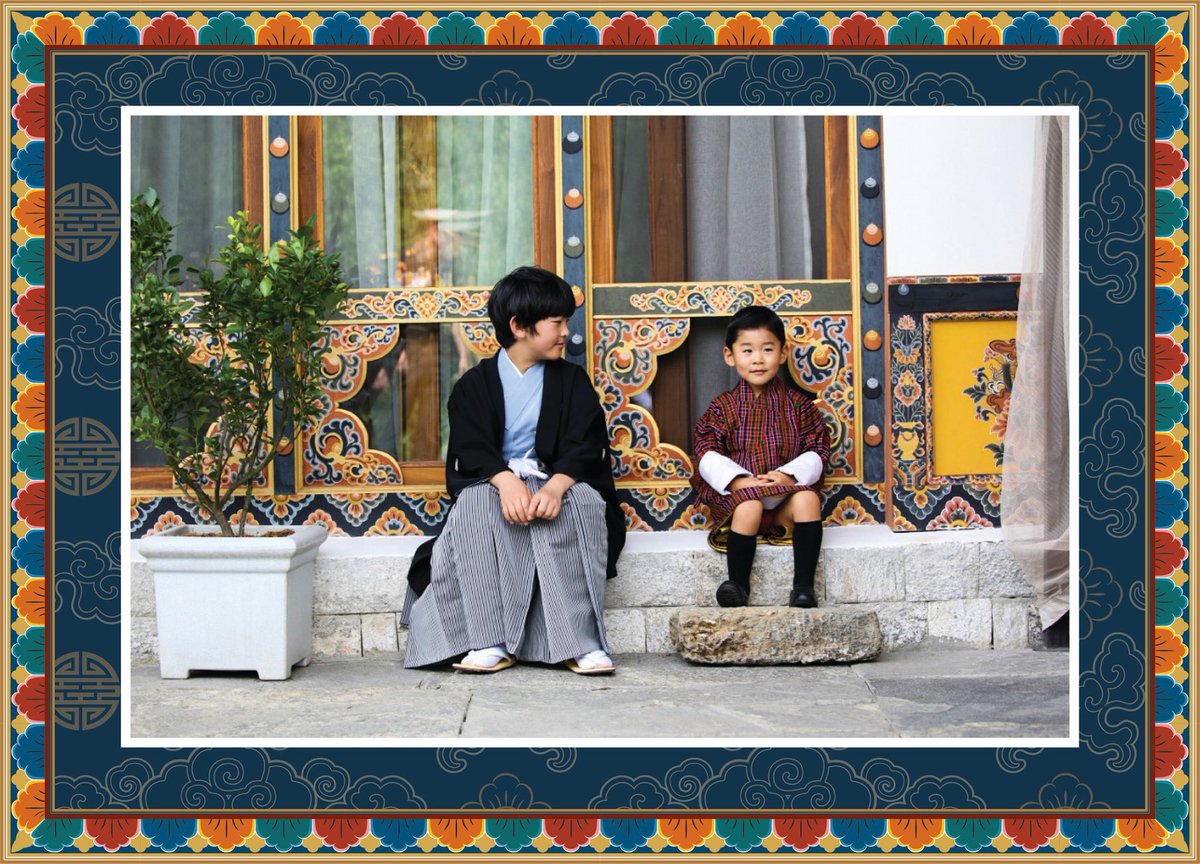 pgyamtsho's tweet photo. His Royal Highness Gyalsey Jigme Namgyel Wangchuck and His Imperial Highness Prince Hisahito of Japan.

It is indeed a historic Royal portrait.

Picture courtesy: ©His Majesty King Jigme Khesar Namgyel Wangchuck 

Frame design: @pgyamtsho  @360bhutan 

#Prince #Bhutan #Japan https://t.co/69sgoz3DW1