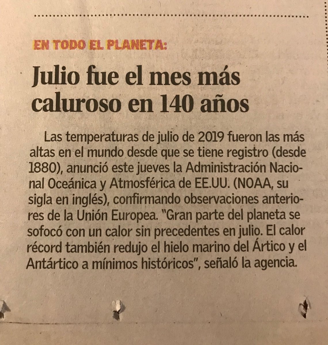 routetogreen's tweet photo. #ClimateChange.  Y vamos mejor o peor? Ahora sale esta noticia en la Página 9, el mes pasado creo que fue la Página 8. https://t.co/79Hn8JoKut