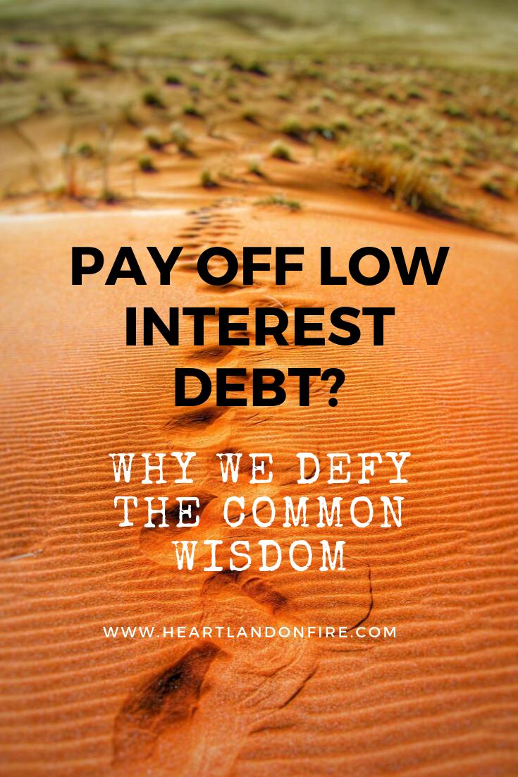 Pay Off Low Interest Debt? Why We Defy Common Wisdom buff.ly/2z9zbRW via <a href="/HeartlandOnFIRE/">Heartland on FIRE</a> #MoneyMixShare