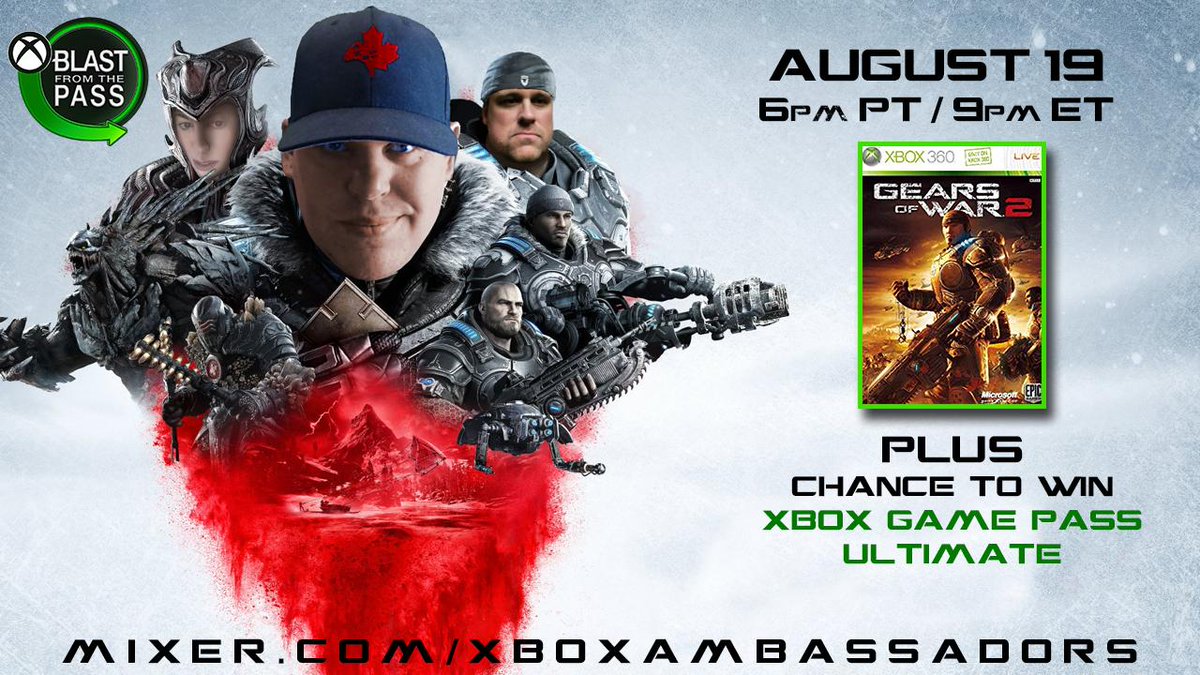 NorthernZoot's tweet photo. '5 Weeks of Gears' continues tonight on #BlastFromThePass! Join my friends and I as we play @GearsofWar 2, available on @XboxGamePass!

Tune in for your chances to win Xbox Game Pass Ultimate!

6pm PT/9pm ET
https://t.co/BFQiENKNTv 

#XboxAmbsCreate https://t.co/VdQrMBOKG9