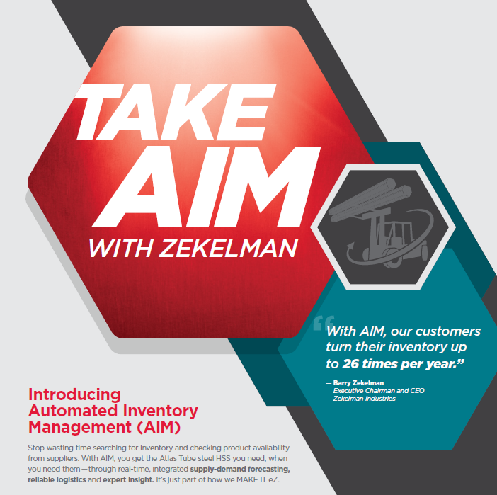 ZekelmanInd's tweet photo. "With AIM, our custmers turn their inventory up to 26 times per year." - Barry Zekelman. Take #AIM with Zekelman Industries and place your order with Atlas Tube today! #ZekelmanIndustries #AtlasTube #steel

https://t.co/qV94uyMi49 https://t.co/GVra8Wgnvr