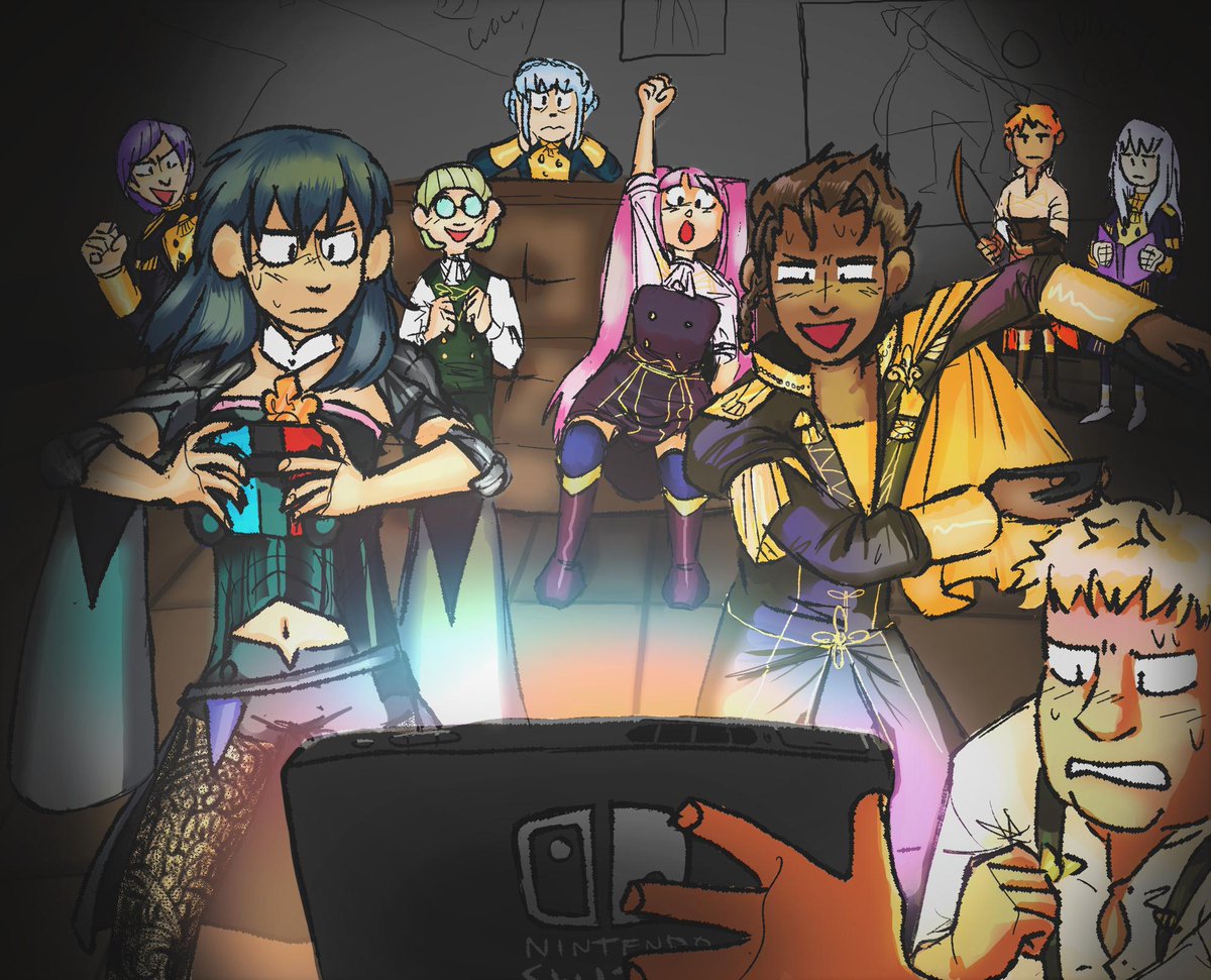 kubensiri's tweet photo. [#FE3H #FireEmblemThreeHouses #FireEmblem #FearTheDeer #GoldenDeer]
I wonder what game they're playing... https://t.co/n8oG9GxJN3
