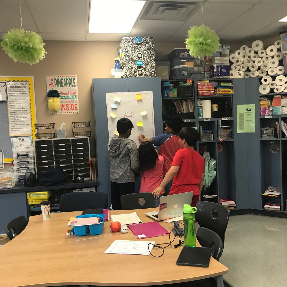Collaborating and organizing our ideas for classroom expectations. And yes some posed because they noticed me. #TeamSmithD96