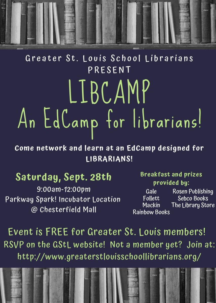 We are so excited to announce that our fall meeting will be a LibCamp!  Please join us Sept 28th for breakfast, prizes and great conversations on library topics!  Free to GSLSL members!