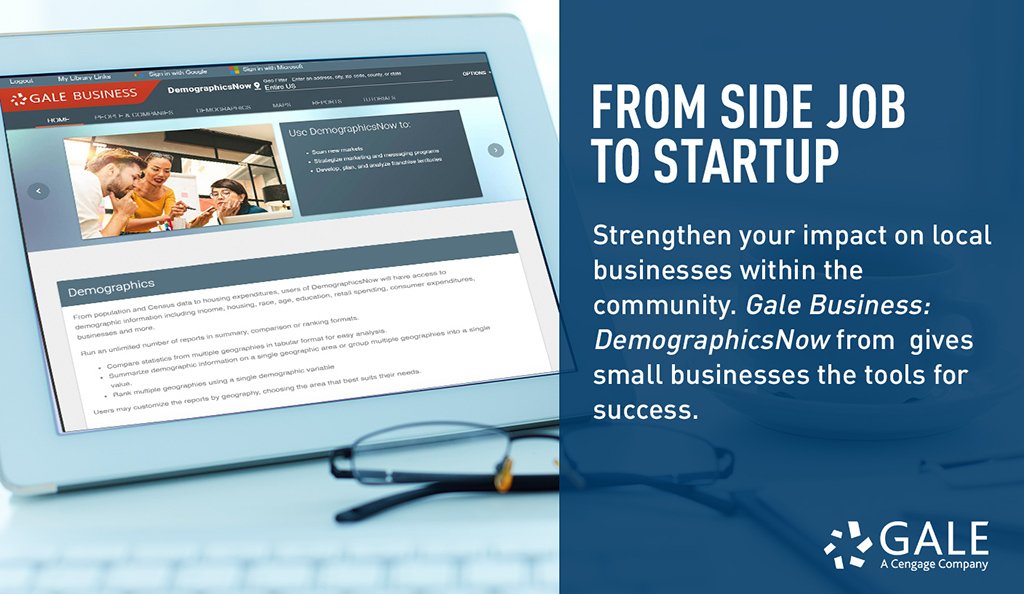 a photograph of a laptop displaing Demographics Now