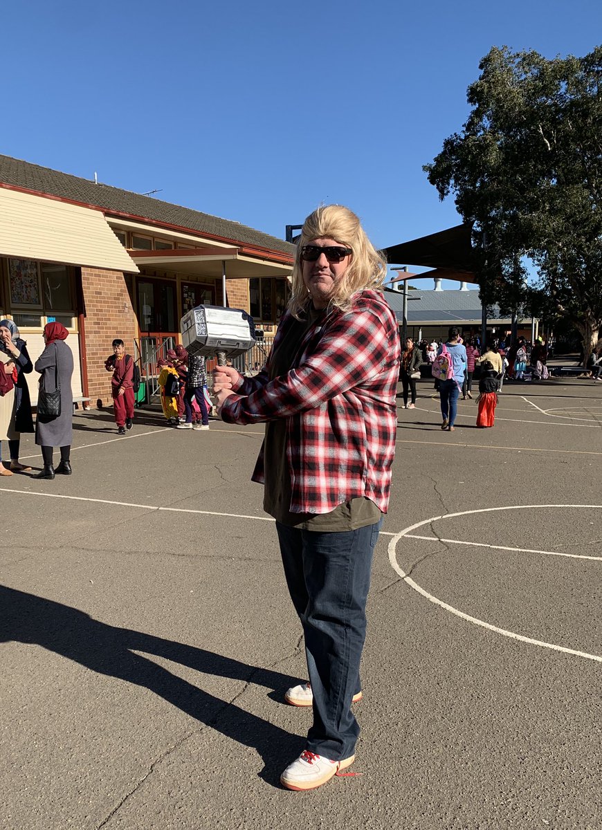 mattyh23's tweet photo. Plump Thor at @LansvalePS #bookweek #bookparade #bookfair End Game Thor is perfect for me. Thank you @Marvel @Avengers for thinking of blokes like me 😂😂. Can’t wait to see what the kids are wearing... #readingismysecretpower @MarkDiamondLPS @ScottsDavidson @NSWEducation https://t.co/zFutOM7K2F