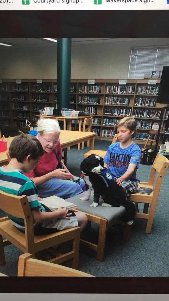 AreStingers's tweet photo. How bout some reading buddies in the Library today!!  Thank you Ms. Heinrich our super Librarian for these pics!! https://t.co/x1e73MqP9s