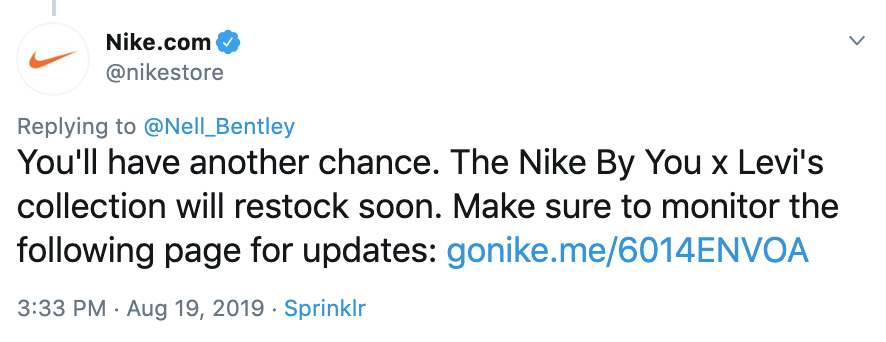 nike store twitter page