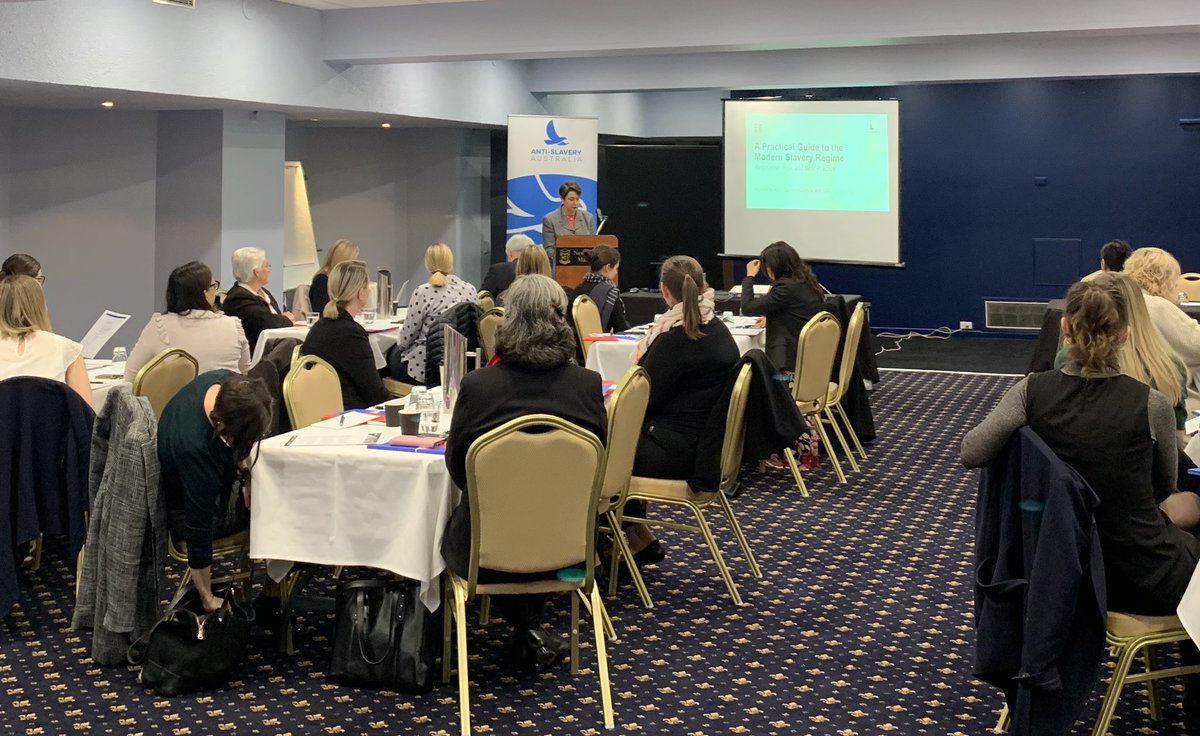 AntiSlaveryOz's tweet photo. .@JillMcKeough opens our first seminar on the Modern Slavery Regime for business. @AntiSlaveryOz @UTSLAW #ASATraining #modernslavery #supplychains https://t.co/DqfaoiHjVT