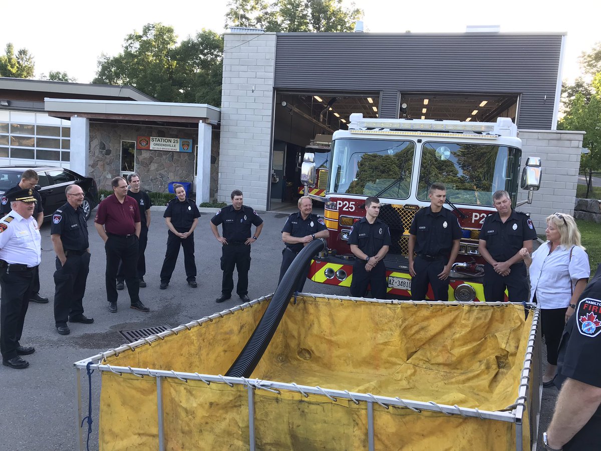 Fire Chief Dave Cunliffe along with General Manager Paul Johnson and Councillor <a href="/arlenevandrbeek/">Arlene VanderBeek</a> are pleased to present Station 25 with it’s new Rural Pumper. Our volunteers are an integral part of our Composite Service Delivery model. #StrongForYou <a href="/cityofhamilton/">City of Hamilton</a>