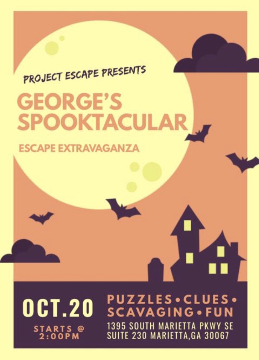 _ProjectEscape_'s tweet image. Tickets are only $30 if you register online before September 1st! 🎃🧙‍♀️
       
Use the link below for more information
 projectescapeatl.com/escape-marietta
