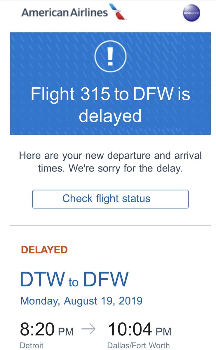 TitanHoops42's tweet photo. @AmericanAir = Delay.  💯 Time on evening flights.   C’mon man. https://t.co/WLOb2MCr2R
