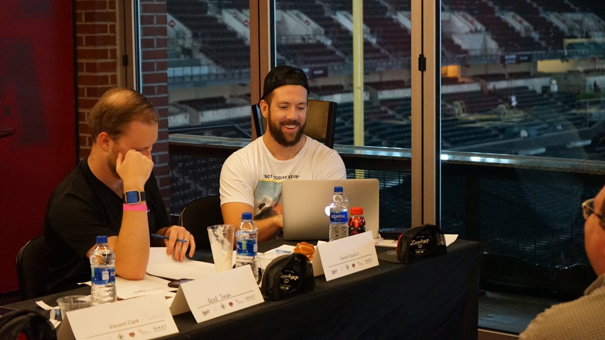 GCJPR's tweet photo. So much fun this weekend at the @koutpoverty @BigLeagueImpact AZ Fantasy Draft with @Dbacks  players' @NickAhmed13, @DreamWeava7, @ArchieBradley7, @SouzaJr and fans! All funds raised going toward various charities. @food4thehungry @phxmission @CTL_angels #GCJPR #ClientLove https://t.co/9brIYnirpi