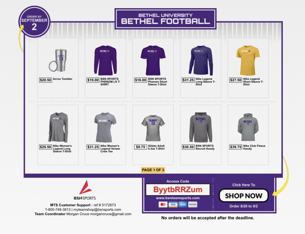 BU_FootballTN's tweet photo. 🚨🚨 Support Bethel Football🚨🚨

Order 2019 gear at: https://t.co/sazUSQQfXP https://t.co/A5DKRJW6hd