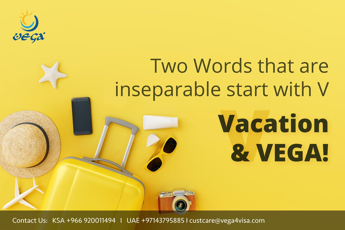 Vega4Visa's tweet photo. Two words that are inseparable start with - Vacation &amp; Vega!

#Visa_Form_Filling📄 
#Ticket_Booking ✈️

✔️ #KSA : +966 920011494

✔️ #UAE : +971 050-2277813/ 04-3795885

#Vega4Visa #exploring #services #passport #inseparable #Vacation https://t.co/58y9VnBeK0