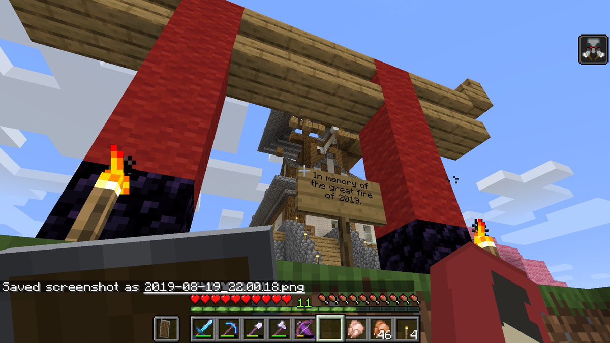 RadicalBoners's tweet photo. Some days in Minecraft are great. Today was not. RIP samurai castle, we will rebuild. https://t.co/awRaonWGql