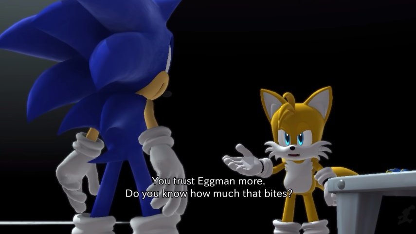 So at some point in the story, Sonic and Tails start arguing since they teamed up with Eggman to help defeat the Deadly Six, as a result of Sonic's mistake of kicking the Conch (which controls the D6) out of Eggman's hands.