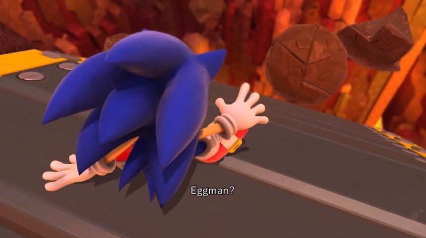 By the time they reach Lava Mountain, this leaves Sonic and Eggman... except he, along with Orbot and Cubot, seemingly fall off a bridge into the lava.