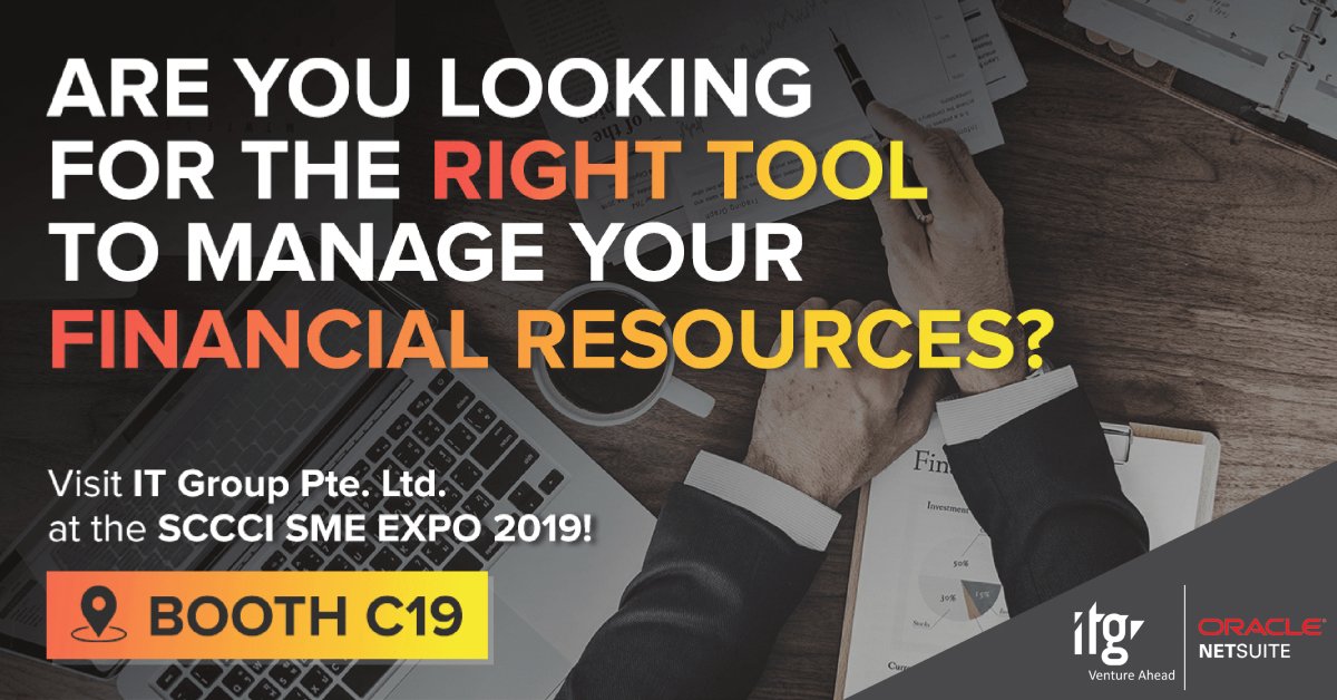 NetSuiteJAPAC's tweet photo. Singapore #entrepreneurs, are you attending @SME_ICC this week? Be sure to stop by Booth C19 at Suntec Convention Centre to visit our partner, IT Group. Learn how you can optimise your financials, inventory management and sales with #ERP from #NetSuite. https://t.co/o4fi2tSzxY https://t.co/vrDH51kbcS