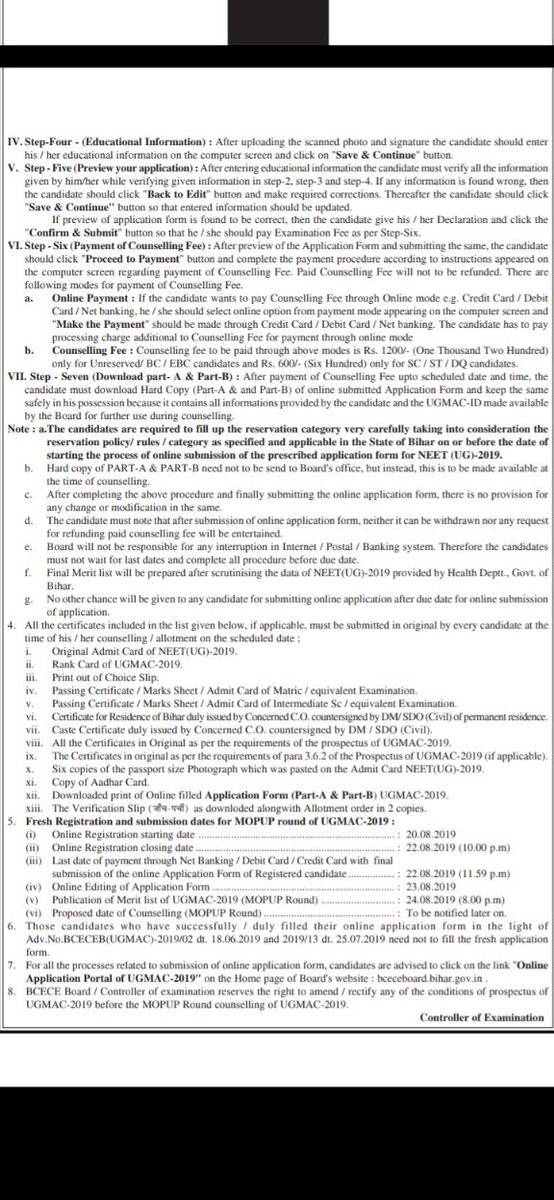 berrlinnn's tweet photo. Notice for mopup round #biharugmac in #neet2019 is released...
Registration starts from today https://t.co/pZDORnCLX8