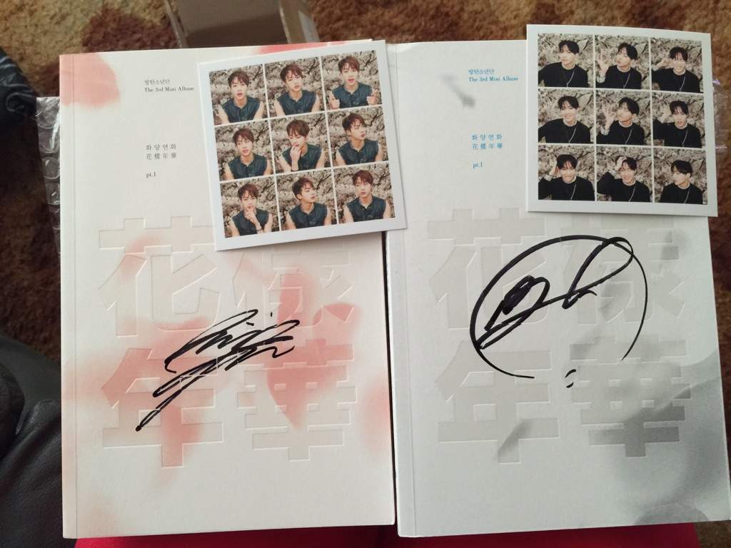 Solo signedI won't say too much because I don't know enough about solo signed albums- Generally from giveaways- HYYH ones are not very rare so they are cheap (around $100). Others are much rarer and are more expensive than group signed albums