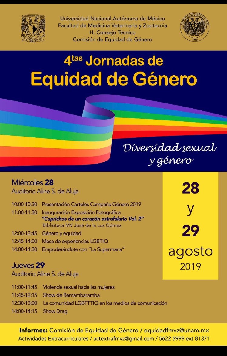 NikoCaballero_'s tweet photo. Estoy muy contento por la invitación para estar  en el 1er. Encuentro de género y diversidad 🏳️‍🌈en la @FMVZUNAM de la @UNAM_MX 🇲🇽los días 28 y 29 de agosto del 2019!   
@losbizcochos8 https://t.co/HxdRggW2BZ
