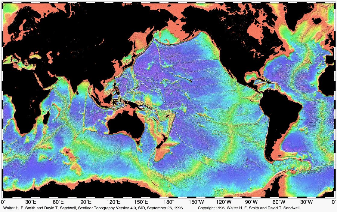 So where do we FIND deep-sea volcanoes?

In a number of places actually! Most activity is estimated to occur on mid ocean ridges (e.g. through the Mid Atlantic), but it also happens at hotspots (e.g. Hawai'i, Galapagos), along arcs (e.g. S of Japan, Tonga, Marianas, Aluetians)...