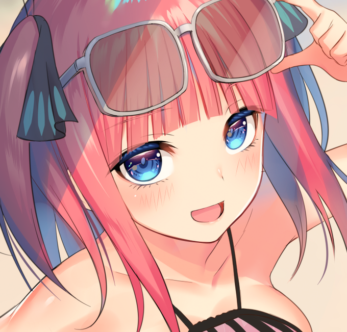 黒結(くろゆい)🔞宣伝垢さんがTwitterに投稿した中野二乃(五等分の花嫁)のイラスト。