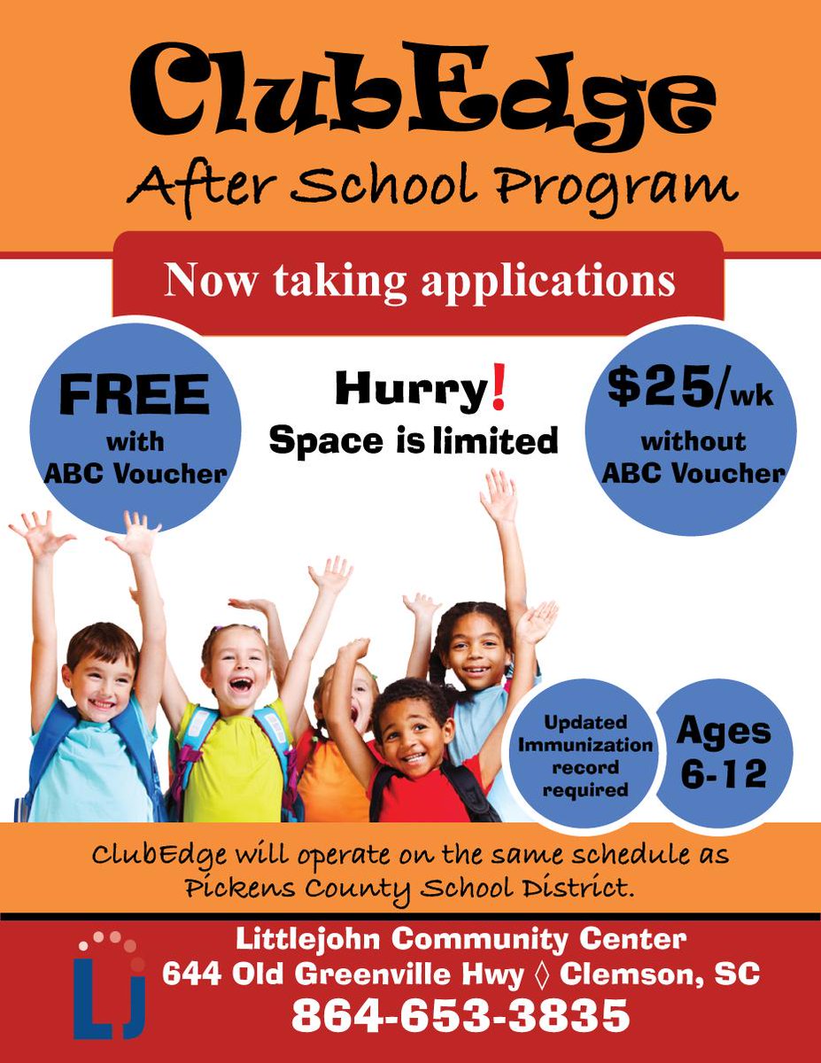 Now taking applications for ClubEdge After-school program!