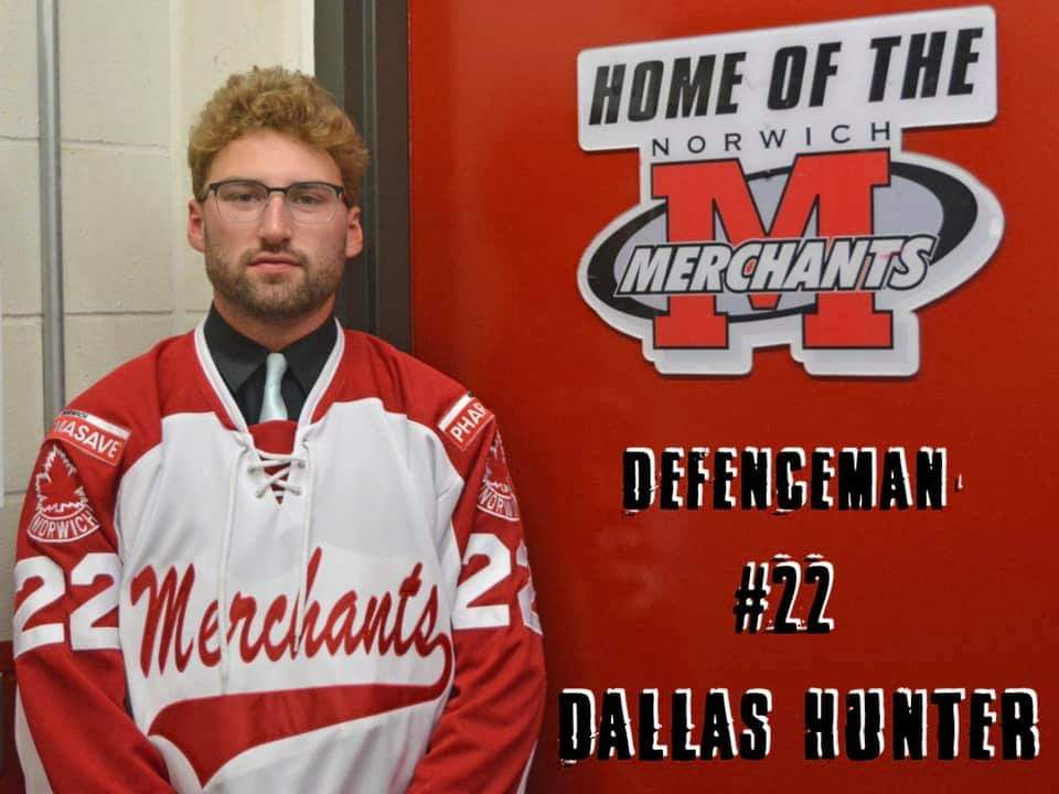 NorwichJrC's tweet photo. The Merchants are pleased to announce the signing of rookie defenceman Dallas Hunter for the 2019-20 season! Welcome to the Merchants Dallas! https://t.co/Z06KkoY7hn