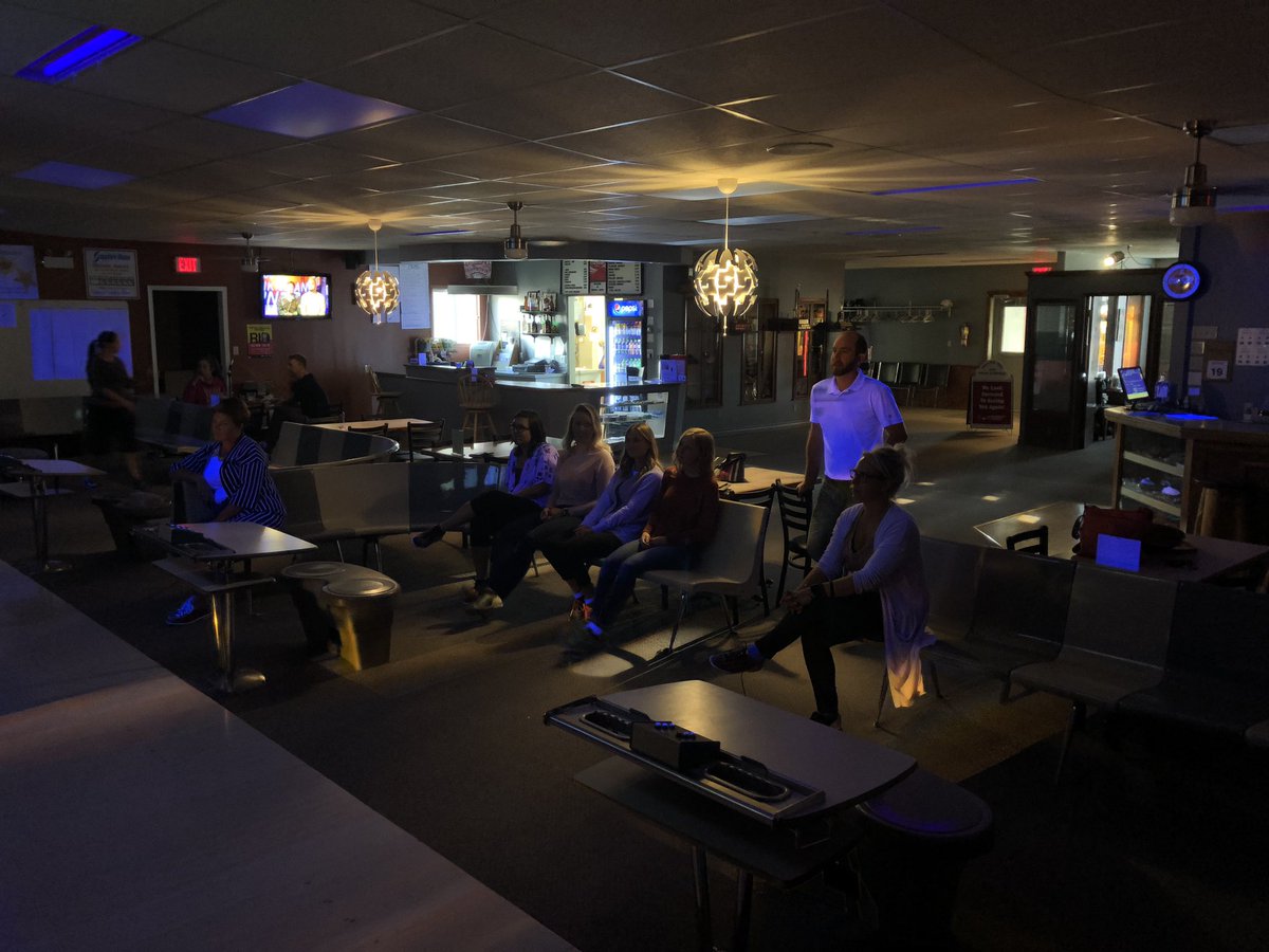 RandolphMacLEAN's tweet photo. Some after day one fun at the bowling alley, with @horizonsd205 new teacher Induction & Mentorship Program. Building relationships, having fun, and sharing a few laughs. @horizonsd205 #wonbothgames #literacy #safandcaring #assessment #support #newprofession #edchatSK https://t.co/9747YaHCir