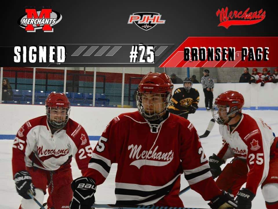 NorwichJrC's tweet photo. The Merchants are pleased to announce the signing of defenceman Bronson Page for the 2019-20 season! https://t.co/nDh0r0V8aa