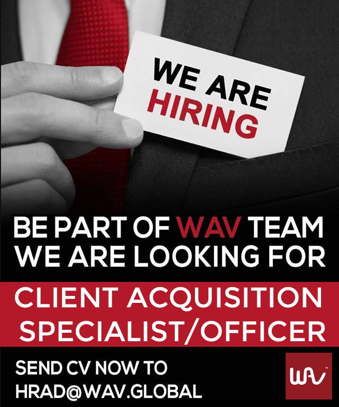 WAV_hub's tweet photo. Be part of our TEAM! Apply now as a Client Acquisition Specialist/Officer.

Send your CVs now at hrad@wav.global.

More details at: https://t.co/fyqw7ukeps

#careers #wavglobal #ClientAcquisitionSpecialist #hiring https://t.co/RAjdiNaT9T
