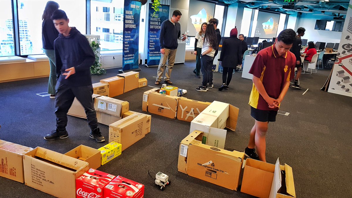 YouthFuturesUTS's tweet photo. Today #IMCSkyHigh students have a unique opportunity to learn #coding and #robotics at @IMCTrading Sydney office with their savvy staff. https://t.co/4k9N6gO2hs