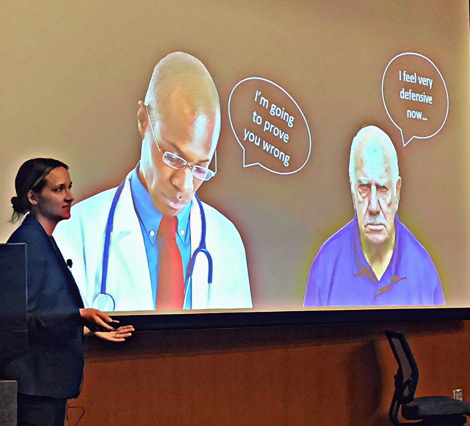 gradydoctor's tweet photo. Alix Youngblood, M3 gave us a data driven approach to counseling our skeptical patients. Trying to one-up our patients is NOT a good strategy. Awesome talk with great evidence that will change my practice. #EmoryMSTC #BSTMode @EmoryMedicine @EmoryDeptofMed https://t.co/IboZKgqOvP