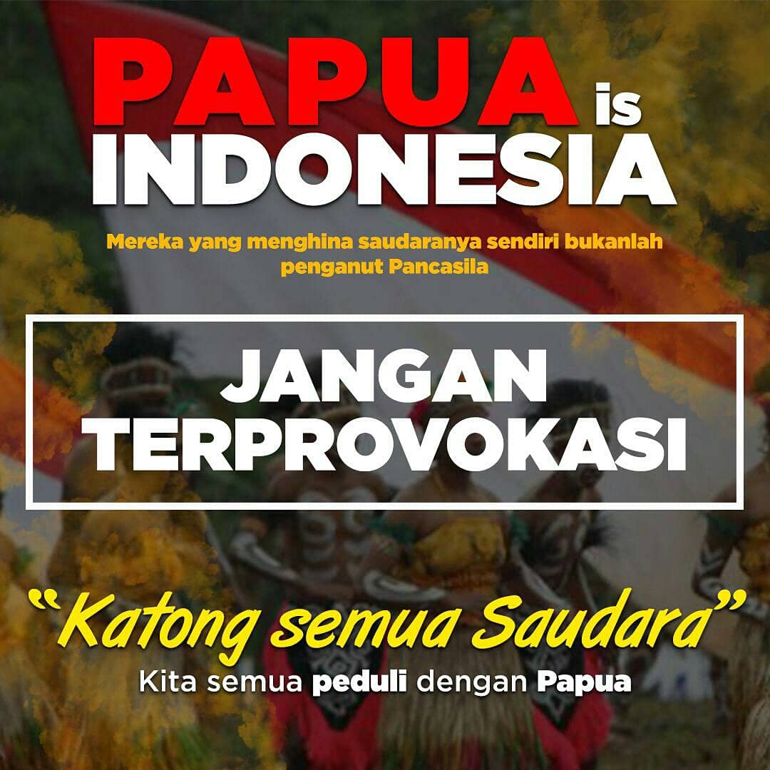 Hai sobatkom. Papua juga merupakan bagian dari Indonesia dan akan tetap menjadi bagian dari Indonesia. Yuk kita jaga persatuan dan kesatuan Indonesia. #IndonesiaMaju #IndonesiaBersatu #PapuaSaudaraKu