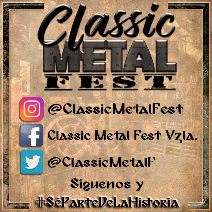 Toda la información oficial del #ClassicMetalFest está en nuestras redes sociales.

Síguenos y #SéParteDeLaHistoria 

Ya falta menos para recibirlos el #7Sep en el <a href="/elmolinoccs/">El Molino Ccs</a> a partir de las 3:00p.m.

Una tarde de leyendas 
@arrechoband
<a href="/grandbite/">Grand Bite</a>
<a href="/arkangelven/">Arkangel</a>

Te esperamos 🤘