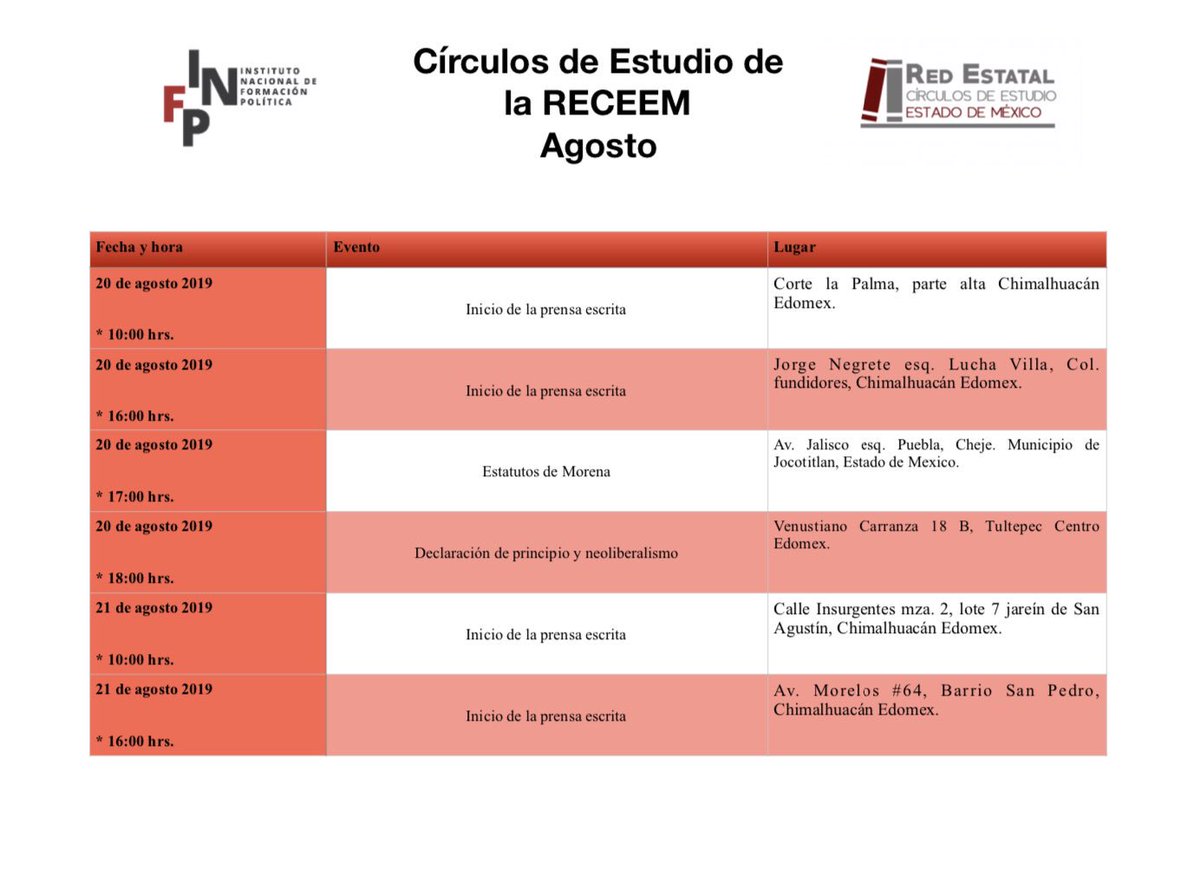 RECEEM2's tweet photo. Esta semana la RECEEM tendrá una gran cantidad de círculos de estudio trabajando, acércate al que más te llame la atención.  
#RECEEM #LaFormaciónpolíticaVa https://t.co/csJ0eDpaVB