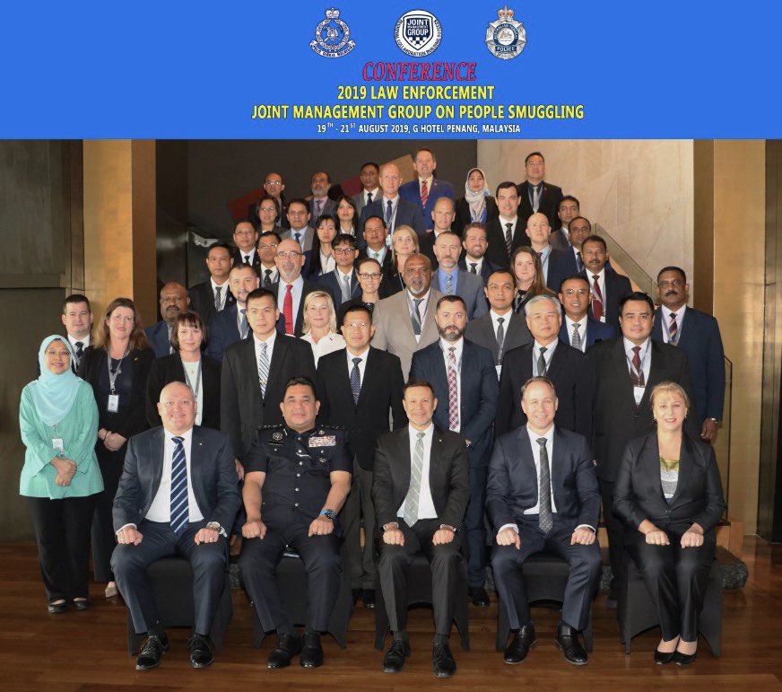 AusHCMalaysia's tweet photo. Glad to address a 🇲🇾🇦🇺 hosted regional law enforcement meeting on People Smuggling &amp; Human Trafficking in Penang.   The focus: very much on the criminal syndicates behind this trade.
👏 @PDRMsia https://t.co/vCCdIYgpo7