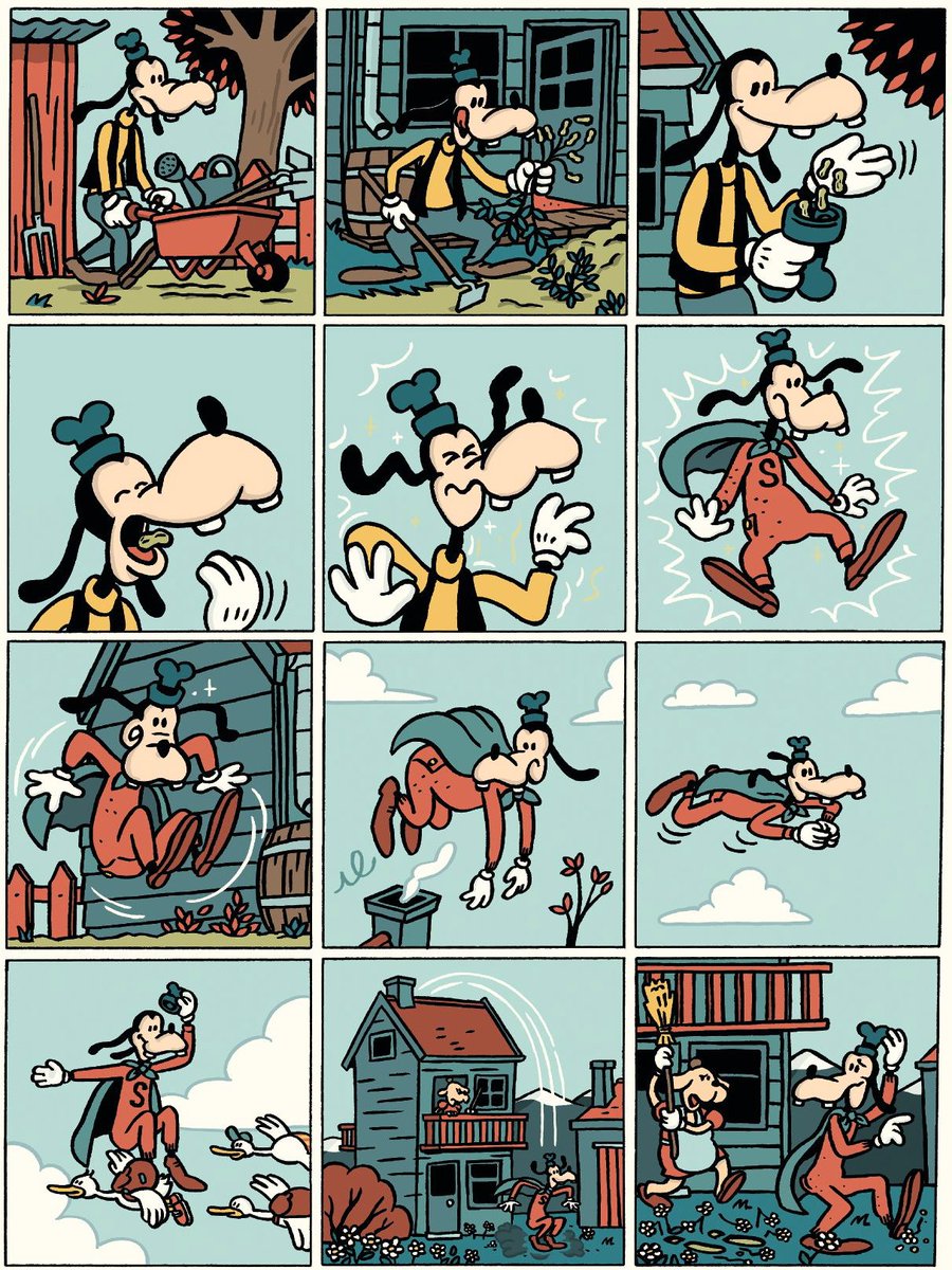 GlenatBD's tweet photo. Grâce à des cacahuètes magiques qui lui confèrent des super pouvoirs, #Dingo devient... Super Dingo ! 🦸♂️
Rendez-vous le 4 septembre en librairie pour découvrir #SuperMickey ! 📚 https://t.co/W0wIbUYCow #MardiConseil https://t.co/44UktOrxv5
