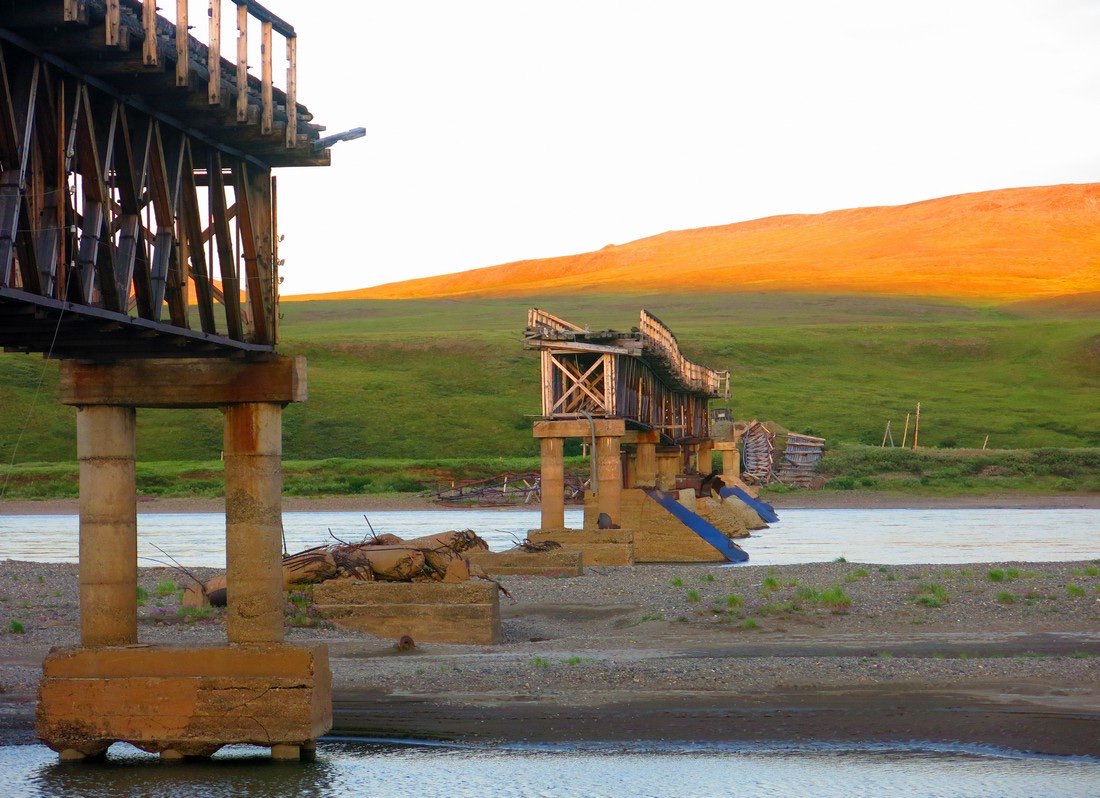 One of the longest wooden bridges in Russia was built across river