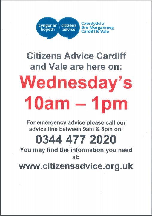 SRCDC_Cardiff's tweet photo. Citizens Advice will be in @SRCDC_Cardiff  tomorrow 10am-1pm @Women_CF @TaffHousing @TidyRiverside @swpriverside https://t.co/UhJCXrh02k